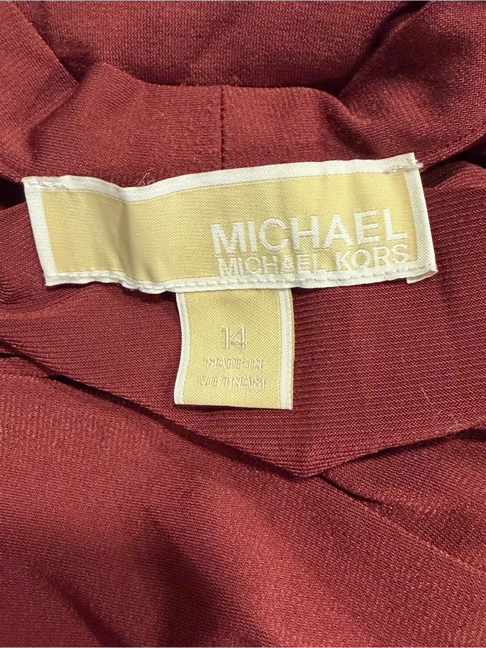 Michael Kors Long-Sleeve Wrap Dress in Burgundy